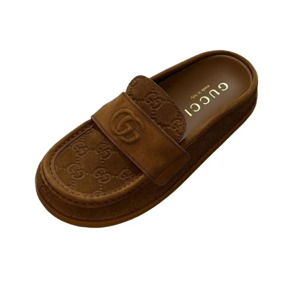 GUCCI Closed Toe Slippers Women's Brown