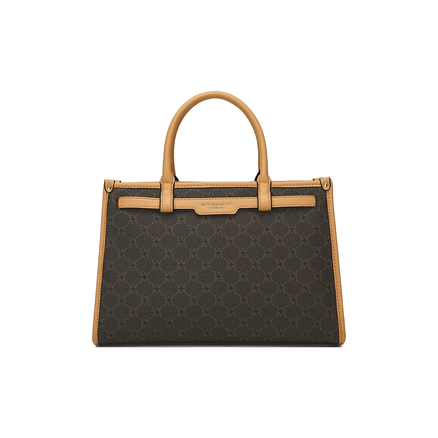 MEXICAN PVC Polyvinyl Chloride Shopping Bag, Tote Bag, Handbag Regular Women's Dark Brown/Khaki