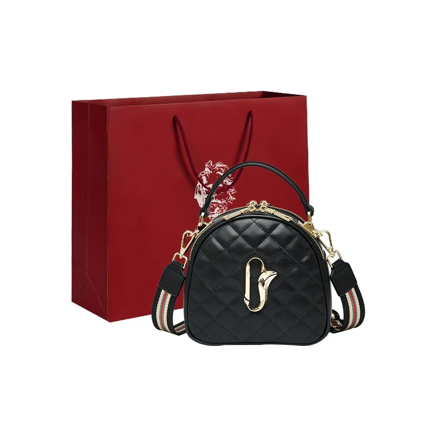 Old Man's Head Коровья кожа Одно плечо Ручная сумка Сумка через плечо Маленькая Женская Черная