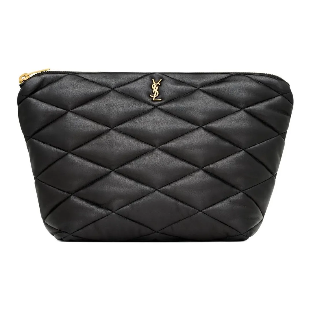 SAINT LAURENT Sheepskin Makeup Bag, Clutch Trumpets Women's Black
