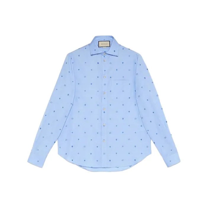 GUCCI Blue Men's Shirts GUCCI Синие Мужские Рубашки