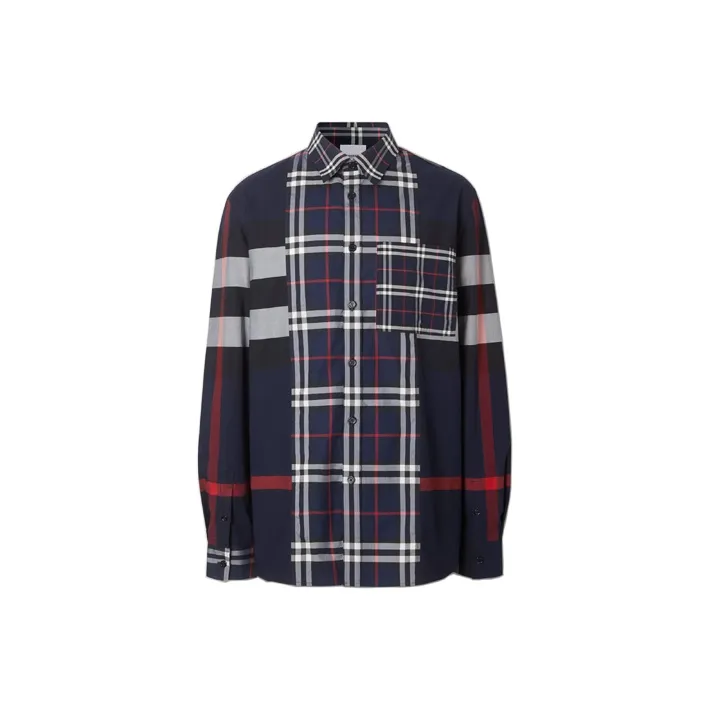 Burberry Men's Long Sleeve Button Up Shirt Navy