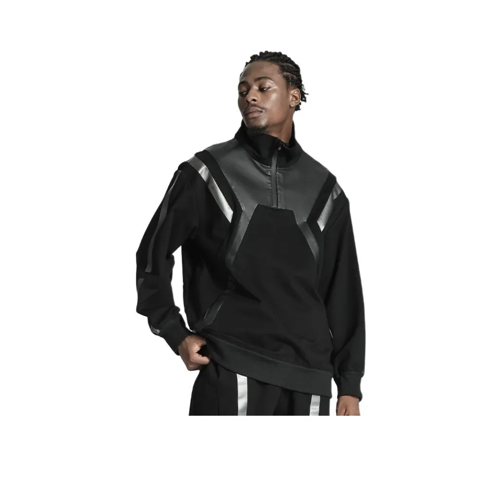 NORVINCY Универсальный без капюшона половина открытого воротник тяжелый повседневный свитшот мужской