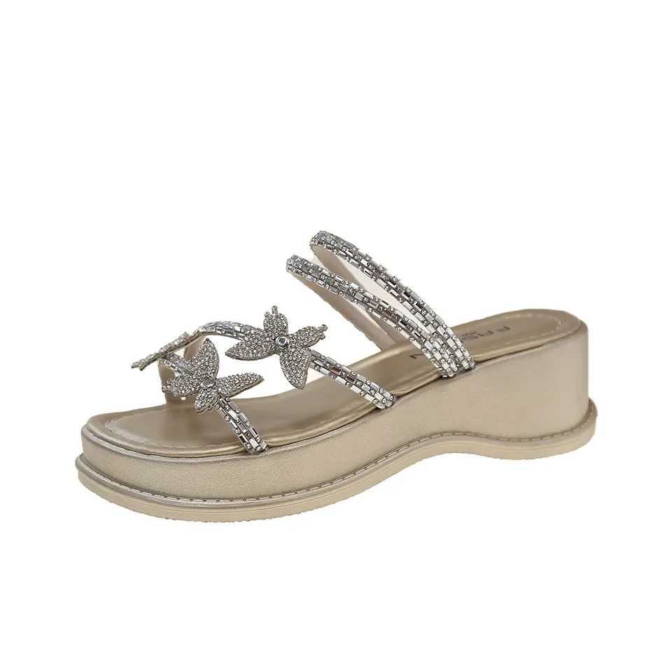 AJPAP Блестки Cut Out Стразы Противоскользящие Сопротивляющиеся запахам Устойчивые к истиранию Шлепанцы Женские