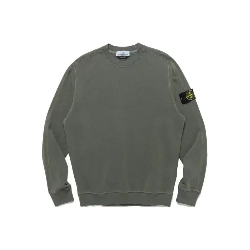 STONE ISLAND Оливково-зеленый Мужские Свитшоты