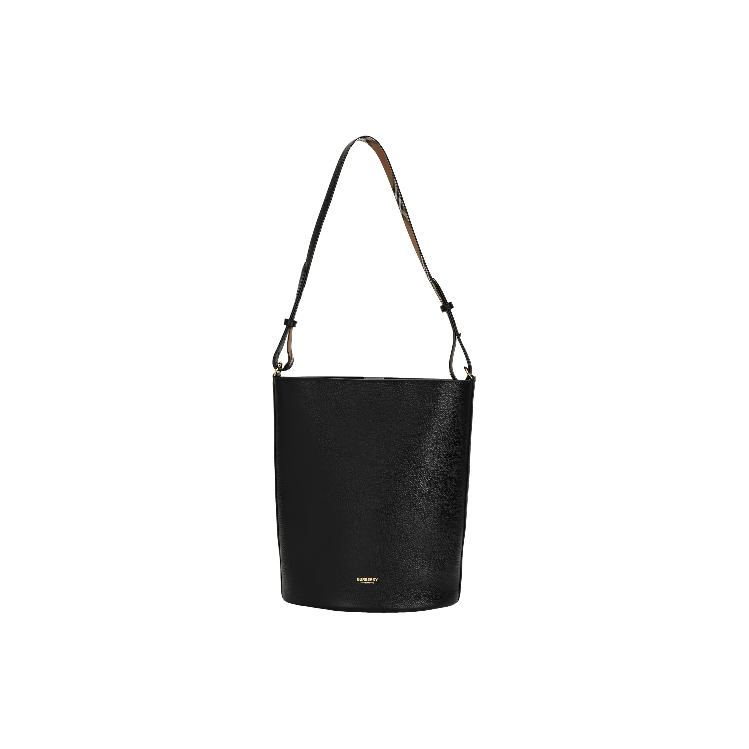 Burberry Grained Calfskin Bucket Bags BDS Shoulder Bag Crossbody Bag Handbag Medium Size Women's Black