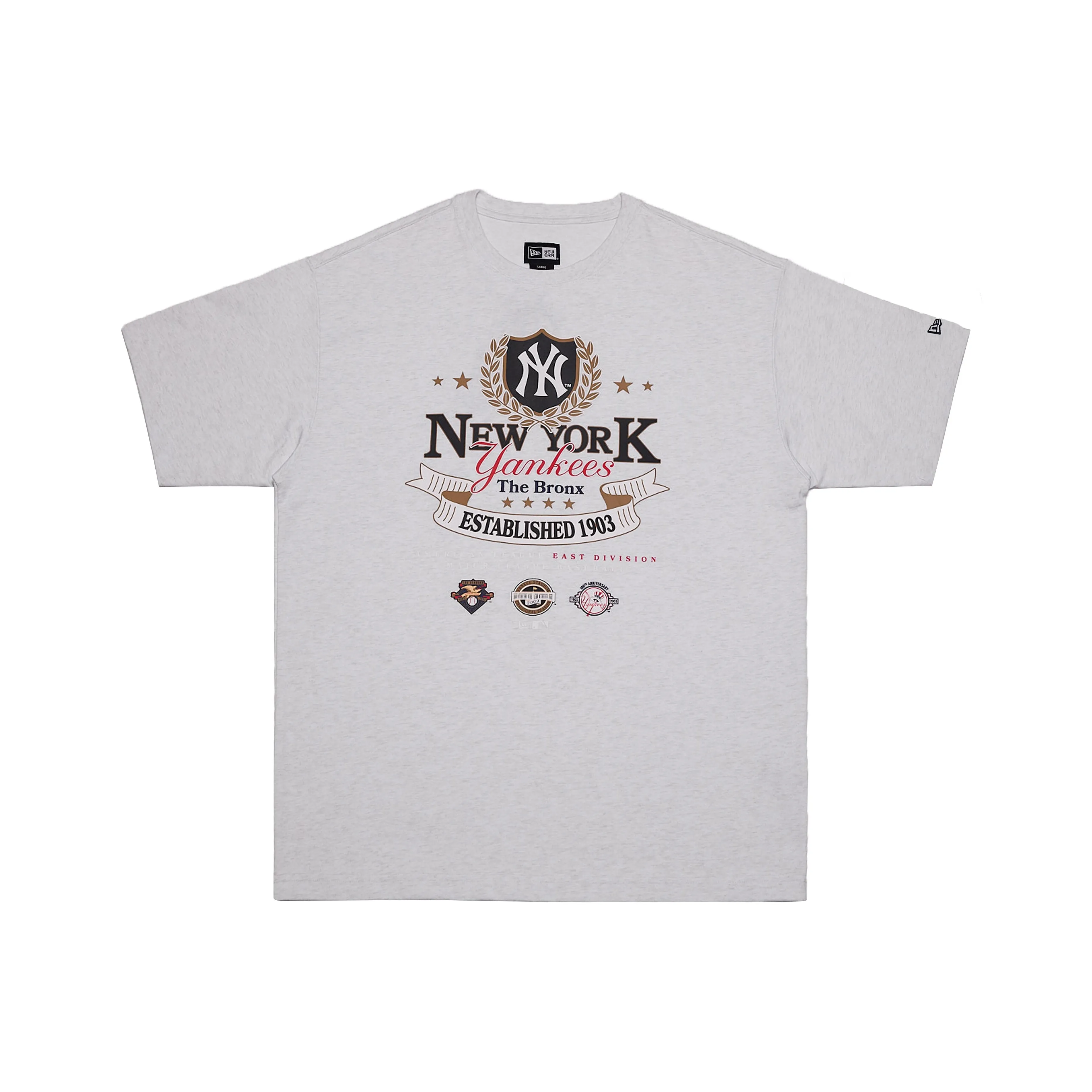 New Era Short Sleeved T Shirts Couple NY Print Trendy And Versatile Unisex Gray