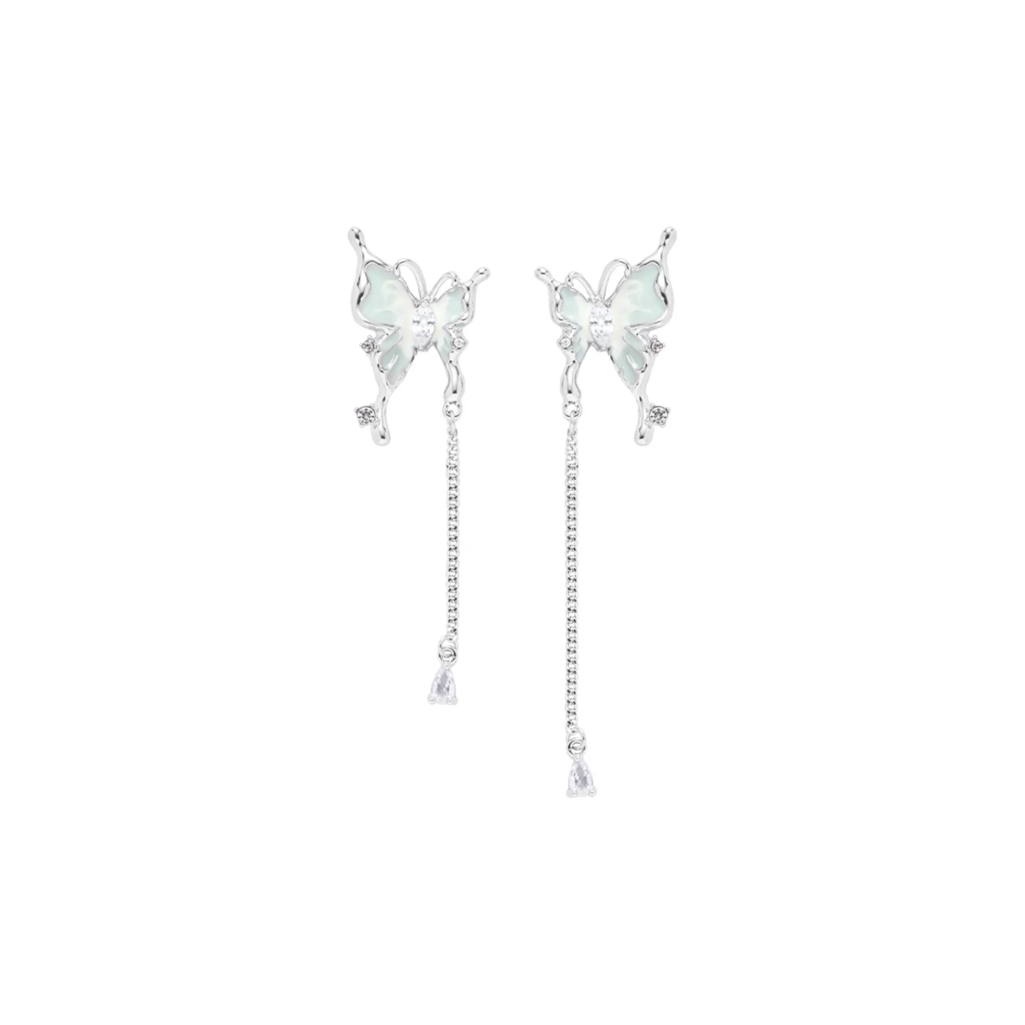 KING OF BLING 925 Sterling Silver Pin, Alloy, Oil Drip, Zircon, Glass Earrings Women's