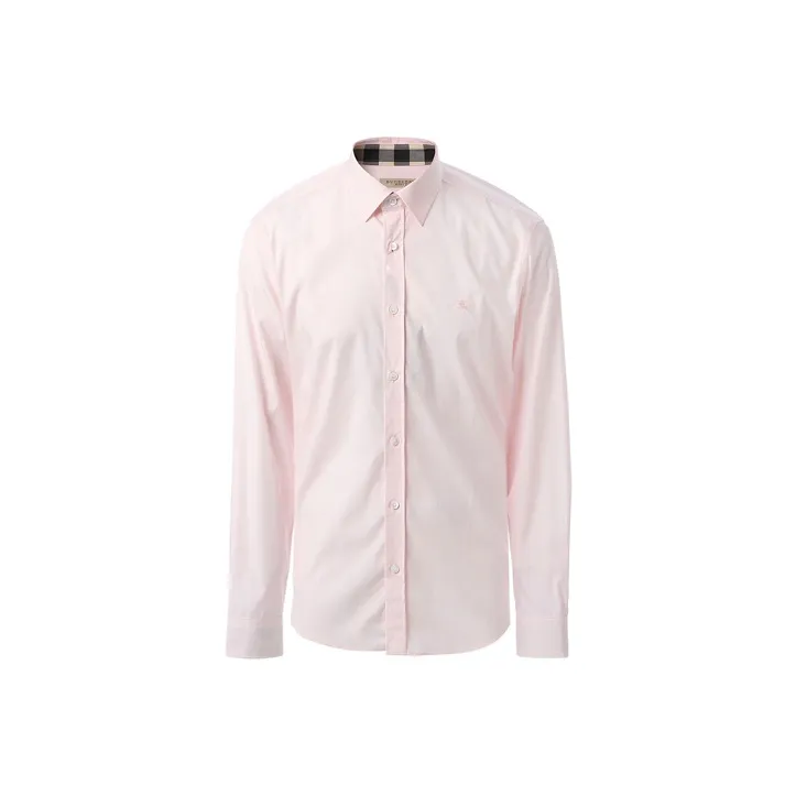 Burberry Mens Point Collar Single-Breasted Long-Sleeve Shirt Light Pink