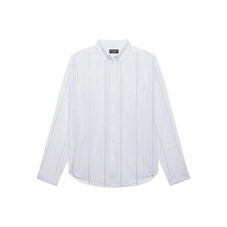 Balenciaga Logo Printed Pinstripe Shirt