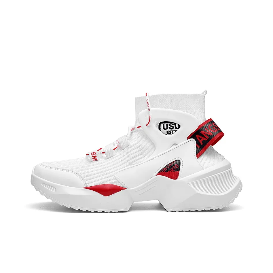 BIANSULONG Юбка Резистентная Поддержка Высота Увеличение Высокий Топ Толстая подошва Кроссовки Унисекс Белый Красный