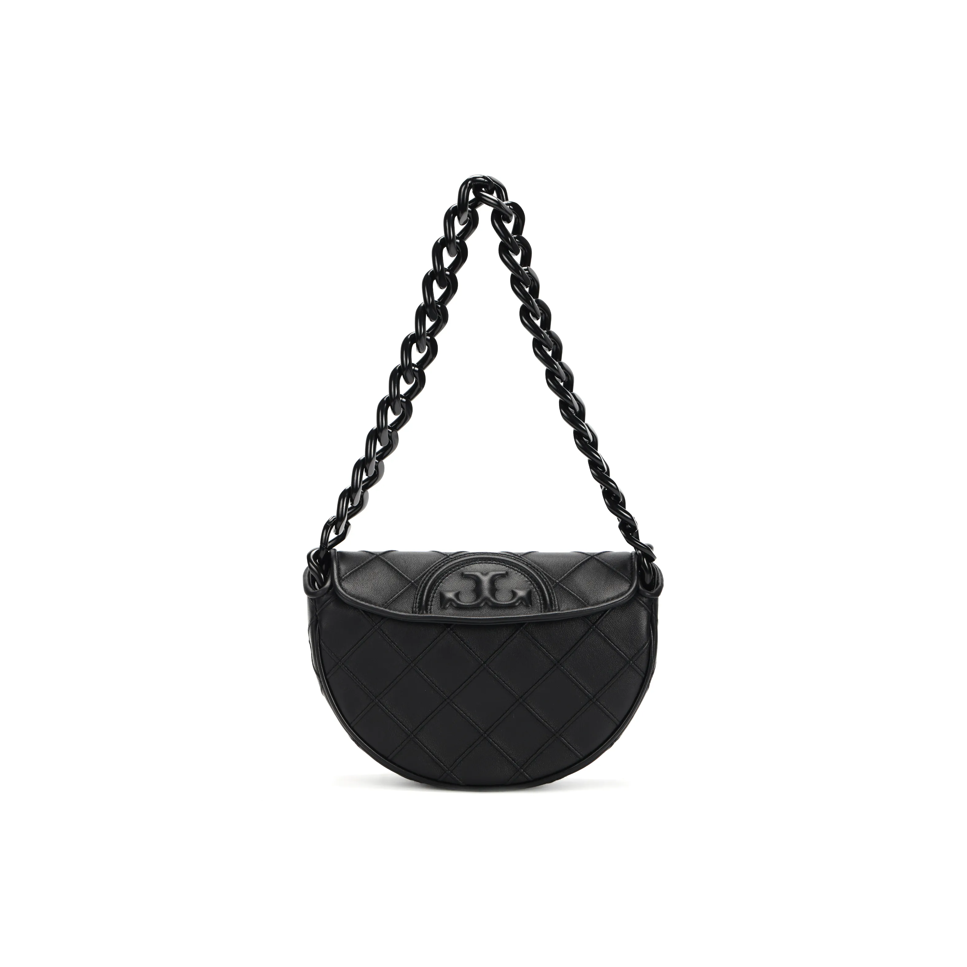 TORY BURCH Fleming Телячья кожа Полумесяц Сумка Сумка через плечо Мини Женская Черная