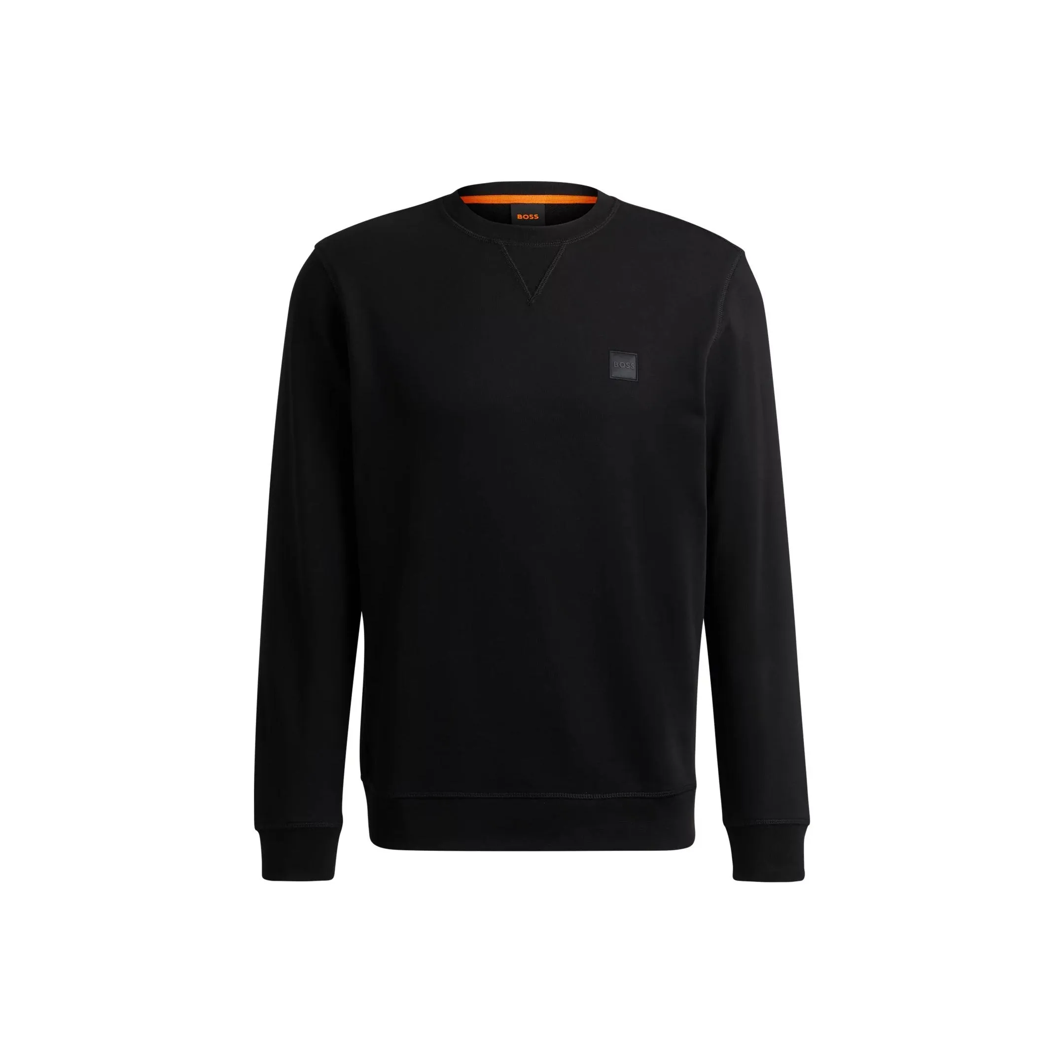 HUGO BOSS Cotton Terry Relaxed Fit Свитшот с логотипом патч свитшот мужской черный