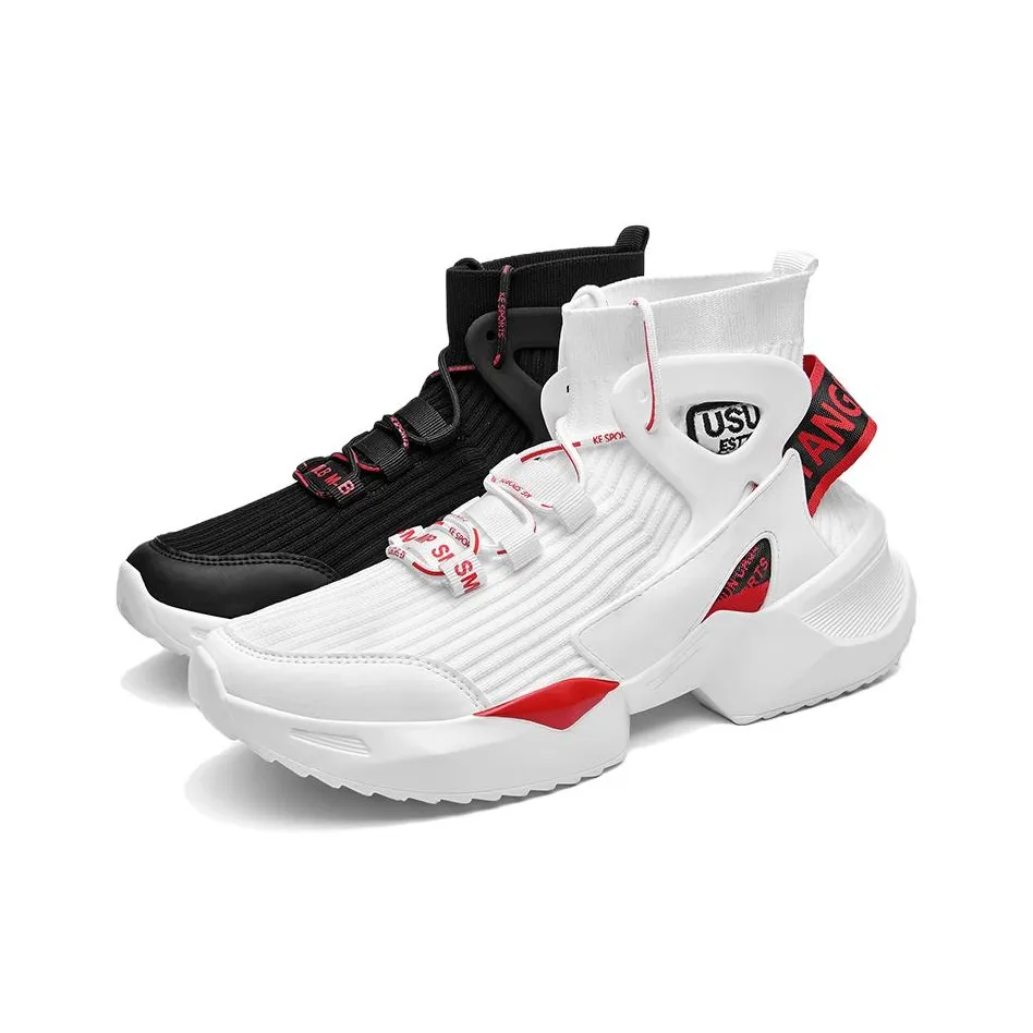 BIANSULONG Юбка Резистентная Поддержка Высота Увеличение Высокий Топ Толстая Подошва Кроссовки Унисекс Черный И Белый Несовпадающие