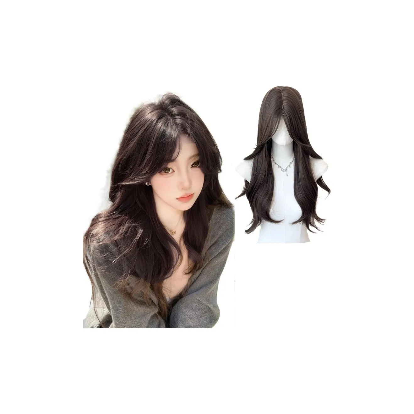 MUYAN Длинные кудрявые волосы с большой волной разделенные по центру с кисточкой парик