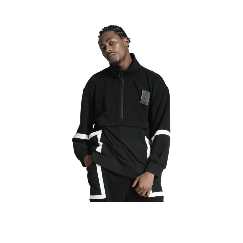 NORVINCY Универсальный без капюшона половина открытого воротник тяжелый повседневный свитшот мужской