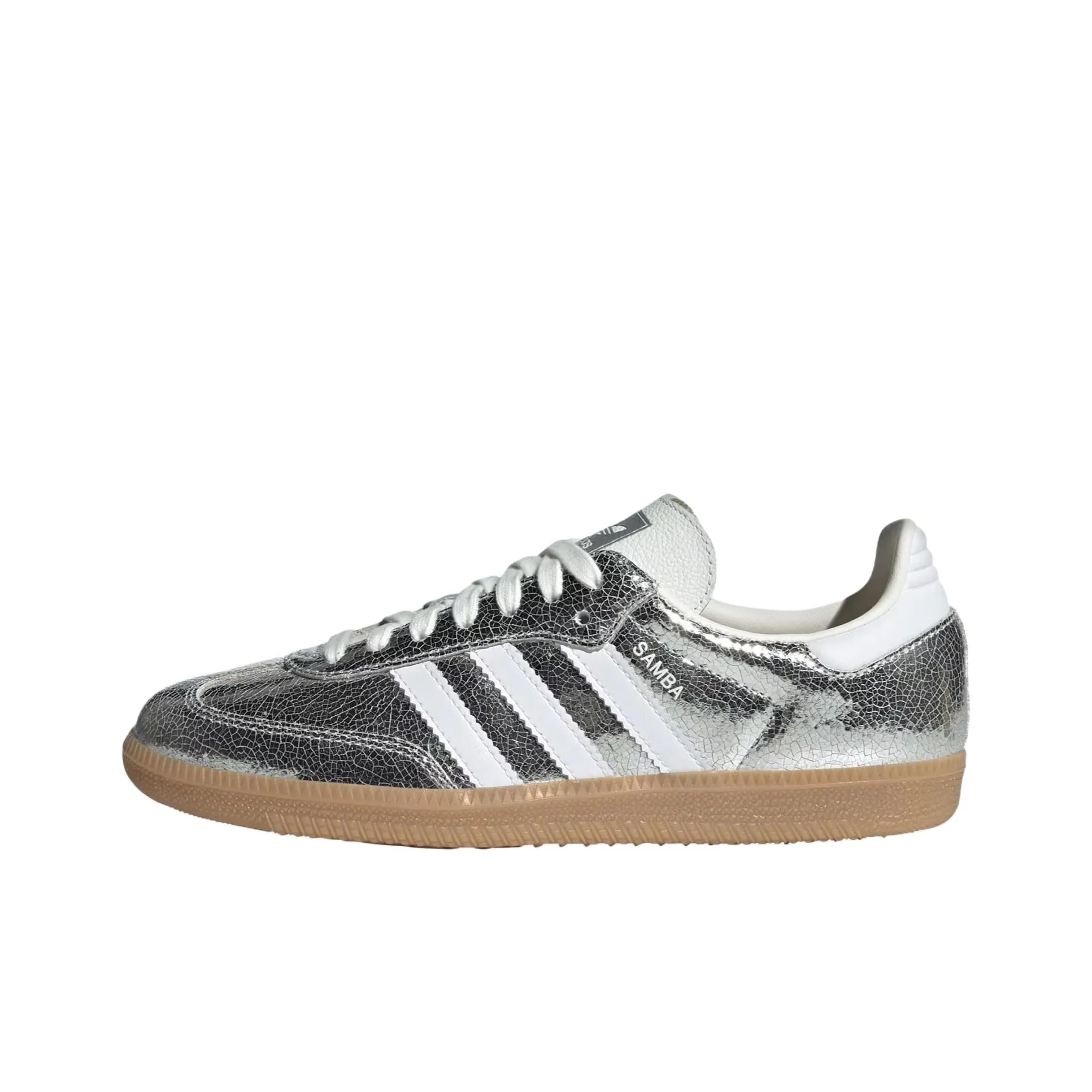 Adidas Originals Samba Og Silver Metallic Cracked Leather Women
s