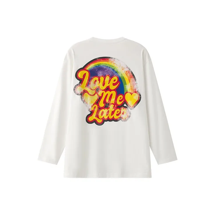 LOVE ME LATER Logo Long Sleeved T Shirt Versatile Loose Fit Top Unisex