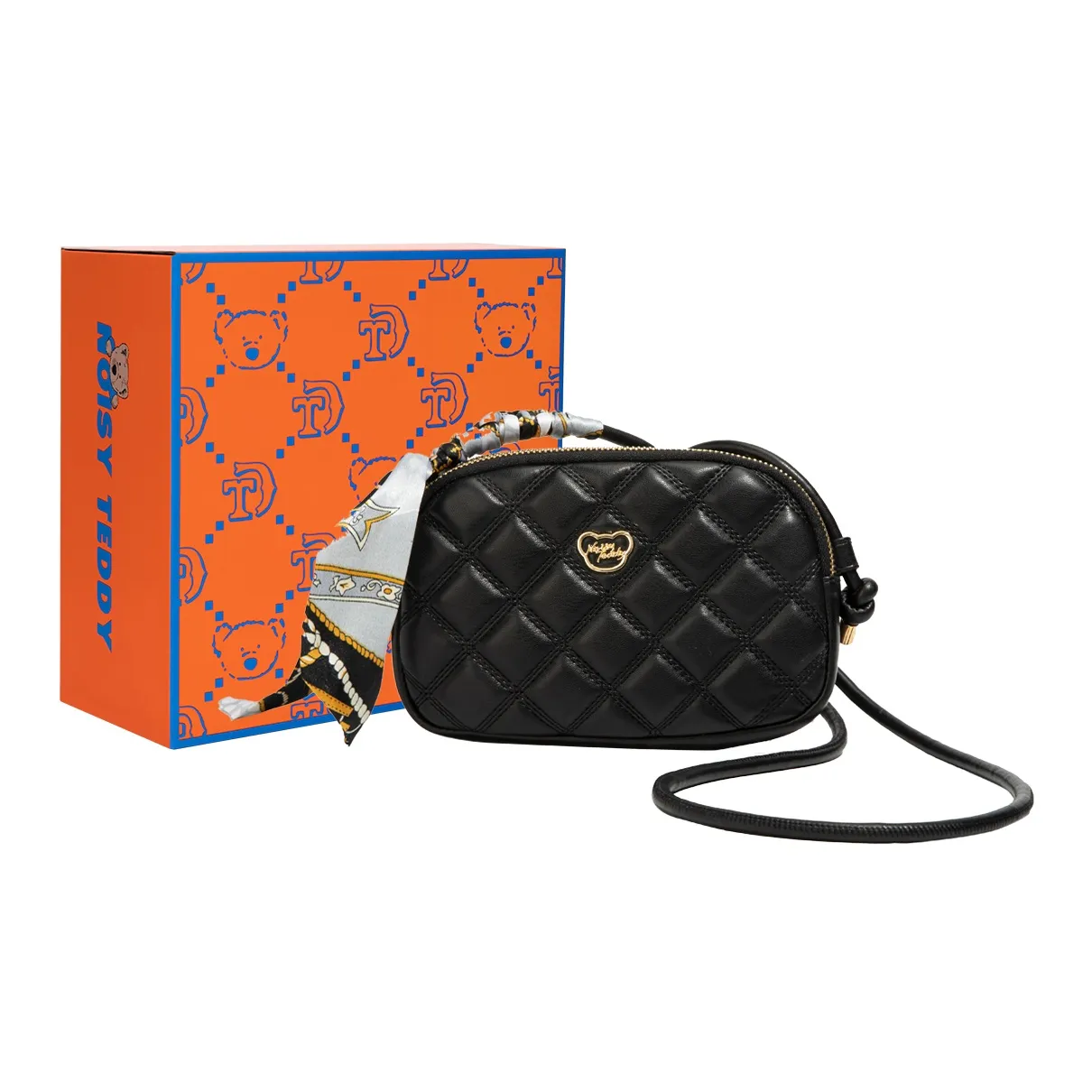 NOISY TEDDY ПУ (полиуретан) Ромб Узор Сумка Маленькая Квадратная Сумка Сумка для Коммутации Сумка через плечо Стандартная Женская Черная Бежевая