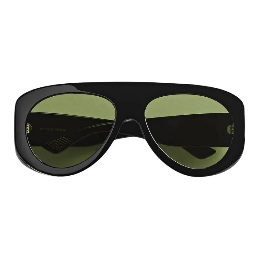 Bottega Veneta Metal Nylon Injection Molded Acetate Oval Sunglasses Women's Black