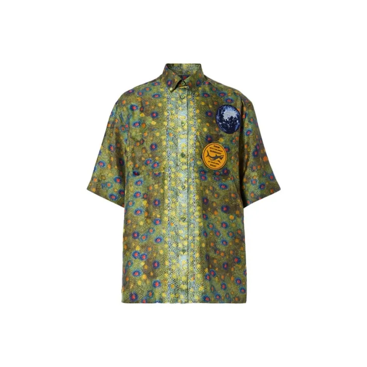 Burberry Mulberry Silk Fish Scale Shirt