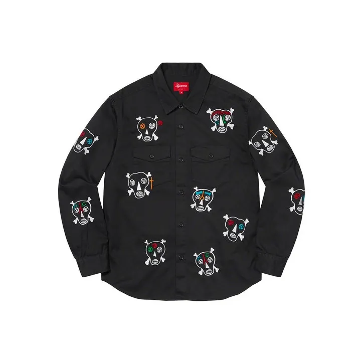 Supreme Clayton Patterson Skulls Embroidered Work Shirt