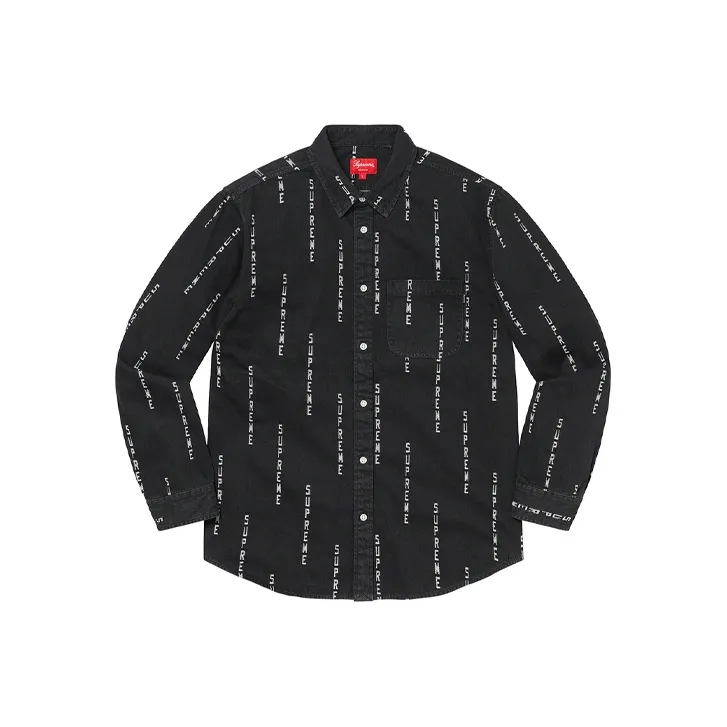 Supreme Logo Stripe Jacquard Denim Shirt