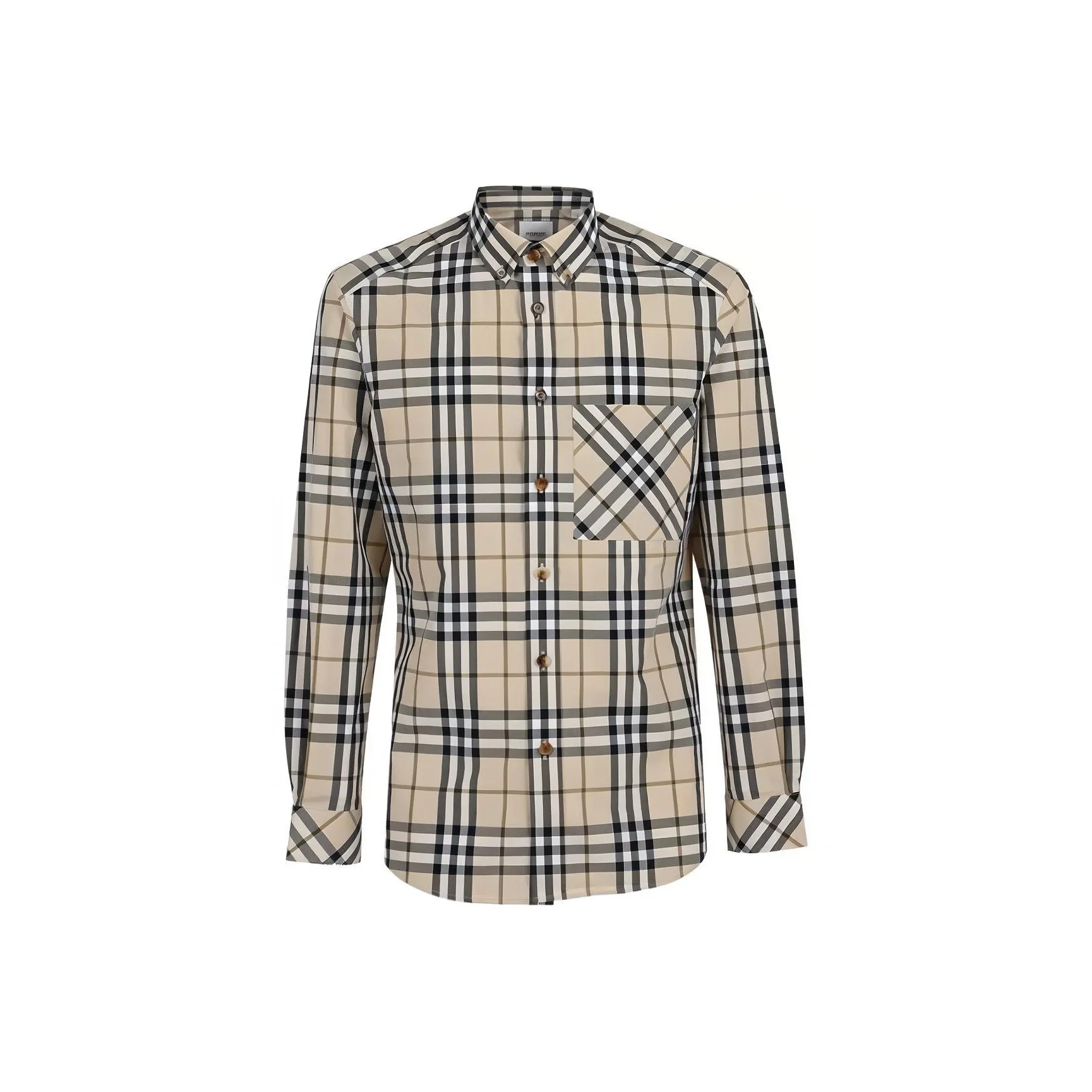 Burberry Check Stretch Poplin Long Sleeve Shirt