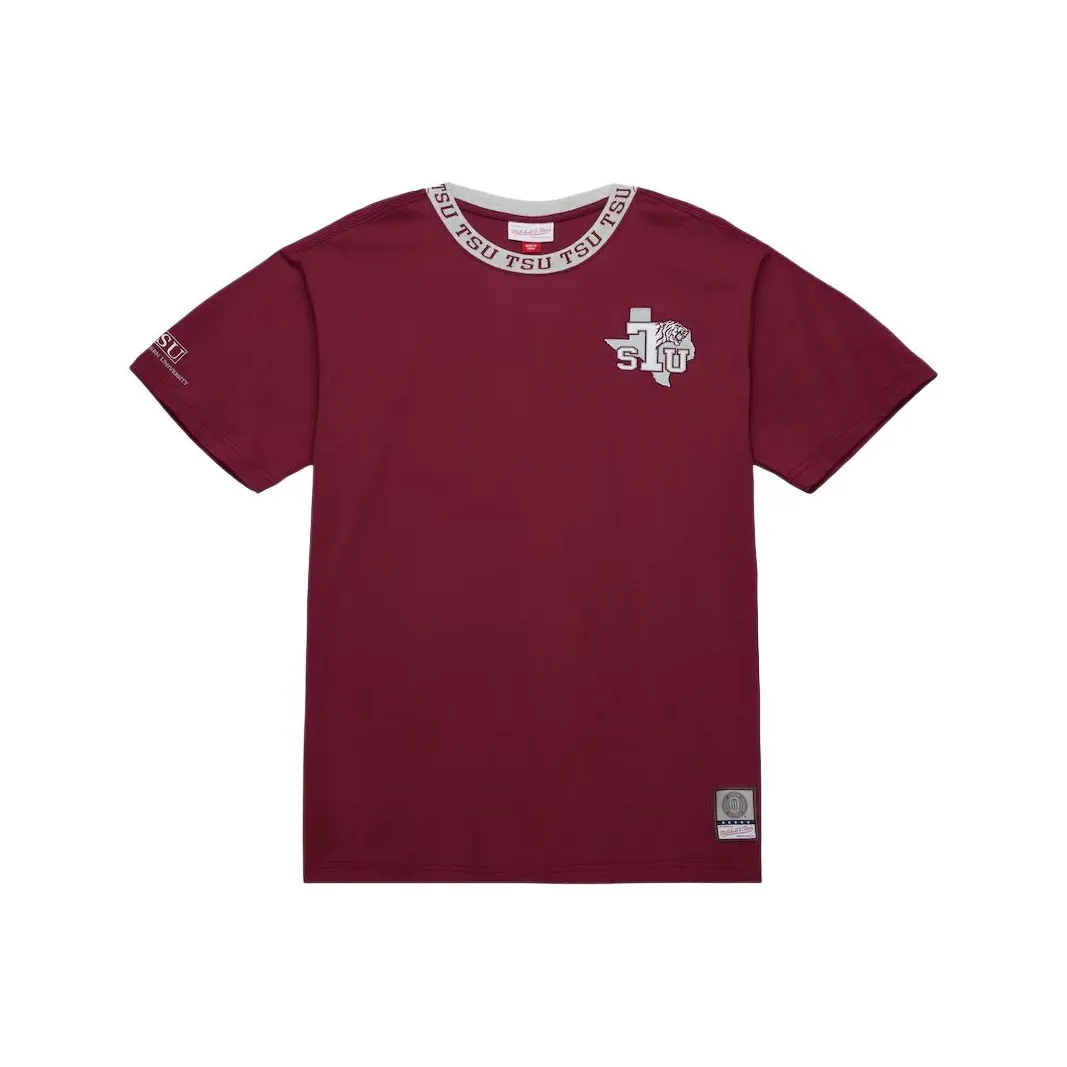 Mitchell & Ness x NCAA Texas Southern Tigers Jacquard Ringer T Shirt Men's Chestnut