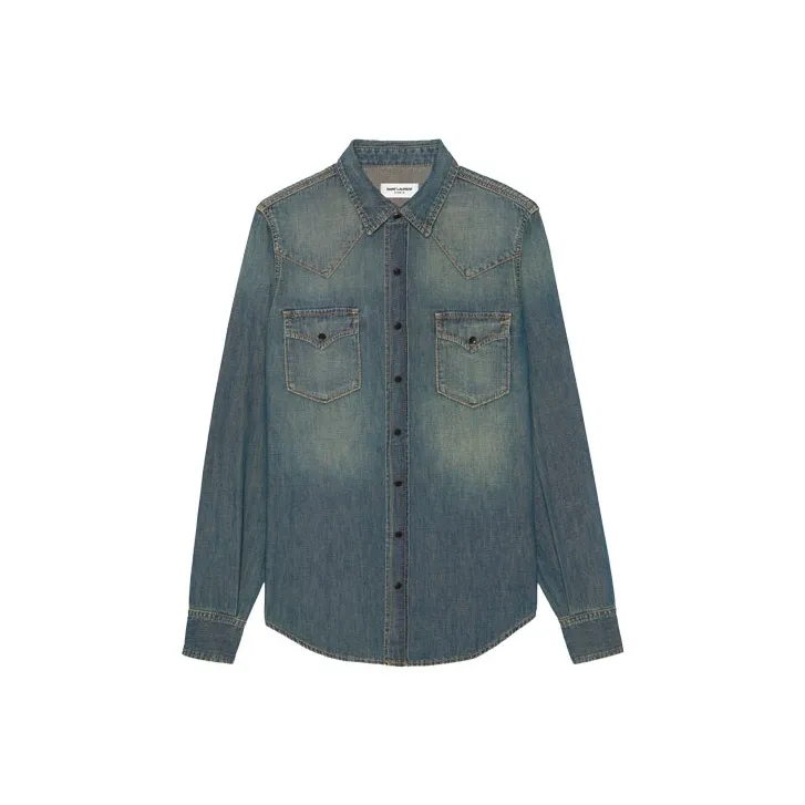 SAINT LAURENT Shirts Men's Blue