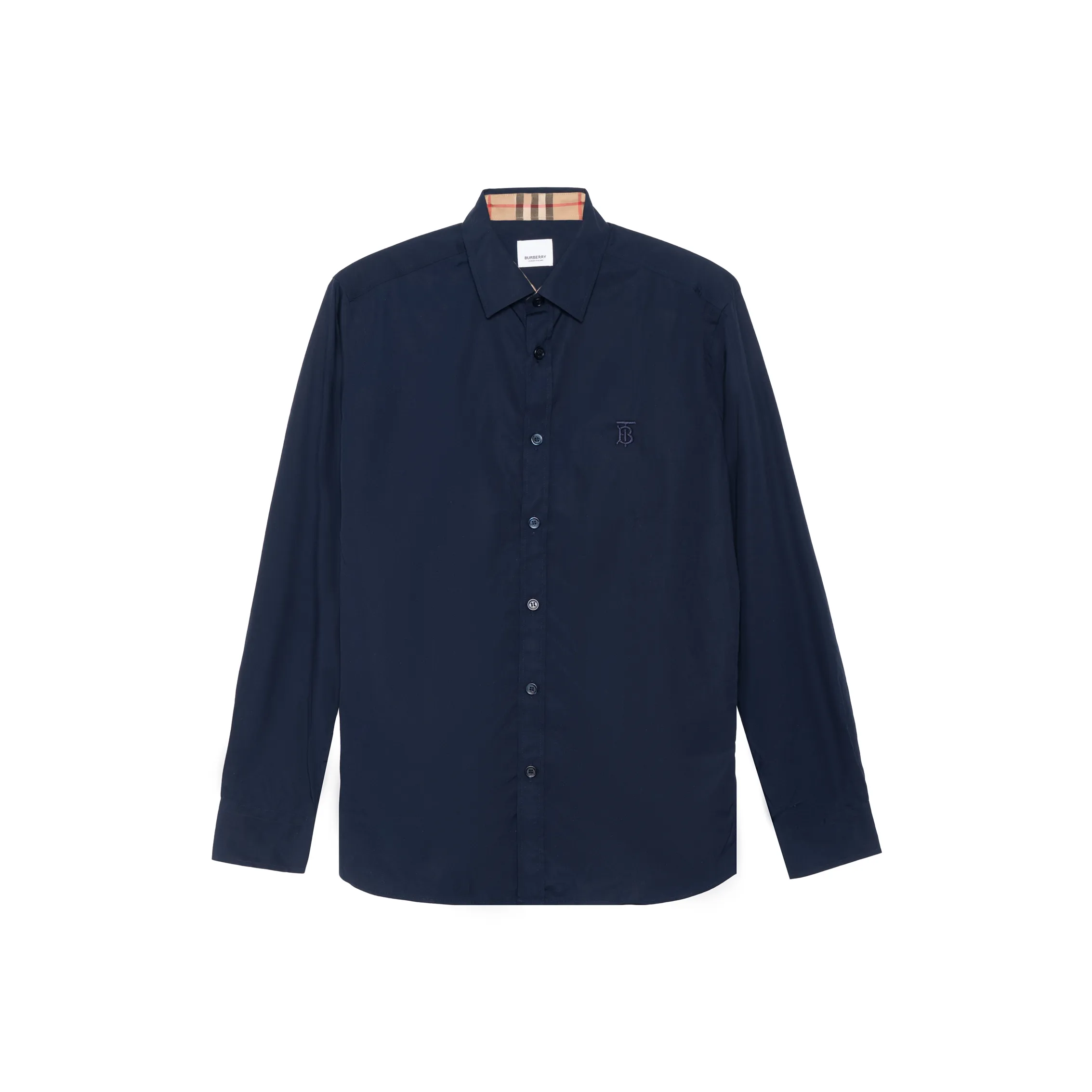 Burberry Slim Fit Monogram Motif Stretch Cotton Poplin Shirt