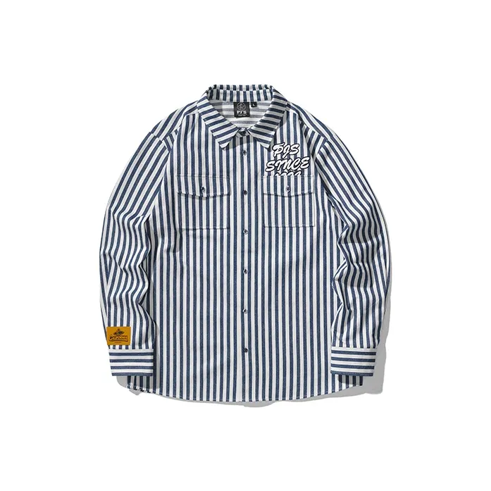 PJ's Vigor Рубашка Early Осенний Унисекс Буква Полосы Цветовой блок