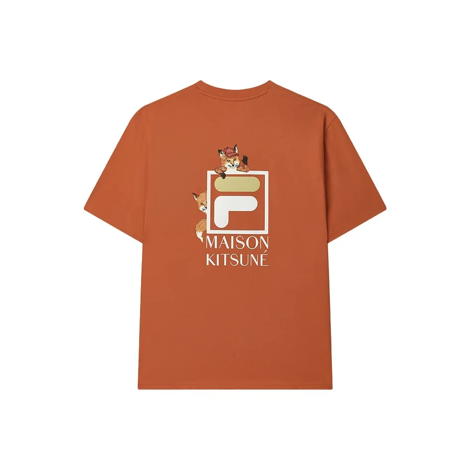 FILA X MAISON KITSUNE Little Fox T Рубашка Мужская Ancient Ржавый Апельсин