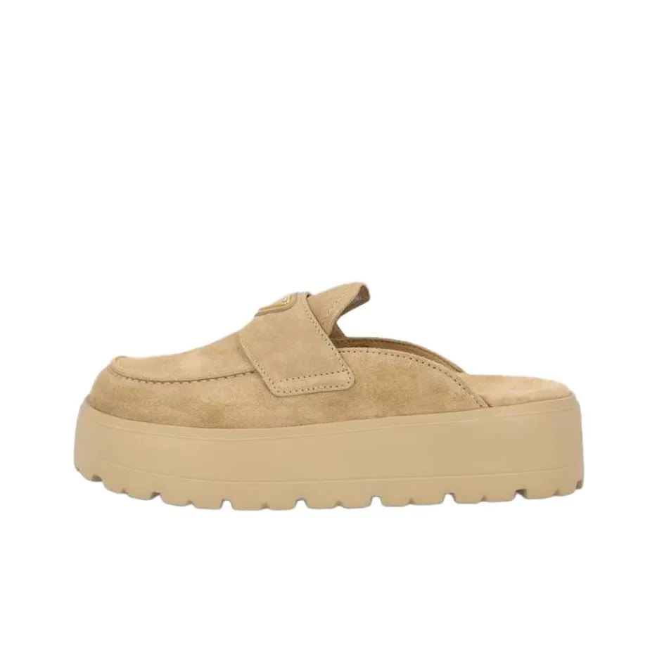 PRADA Rubber Sole Closed Toe Slippers Women's Beige