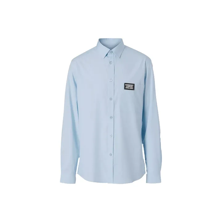 Burberry Logo Detail Stretch Cotton Poplin Shirt