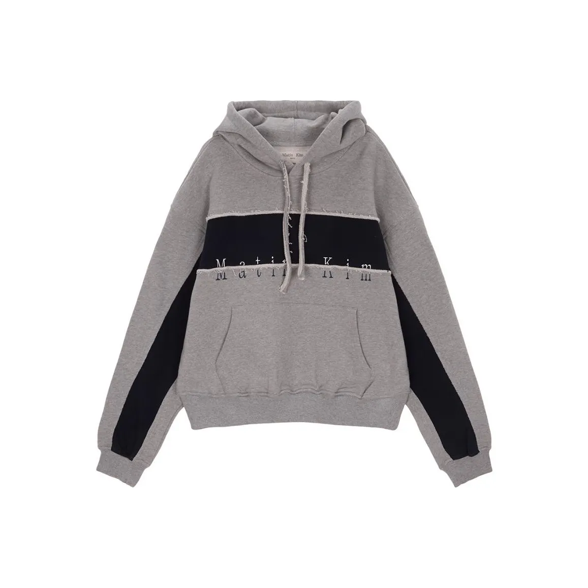 MATIN KIM Cutted Logo Hoody In Grey Sweatshirt Unisex Gray