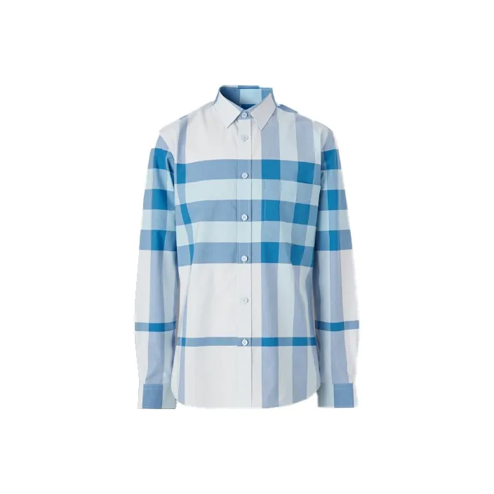 Burberry Shirts Men Sky Blue