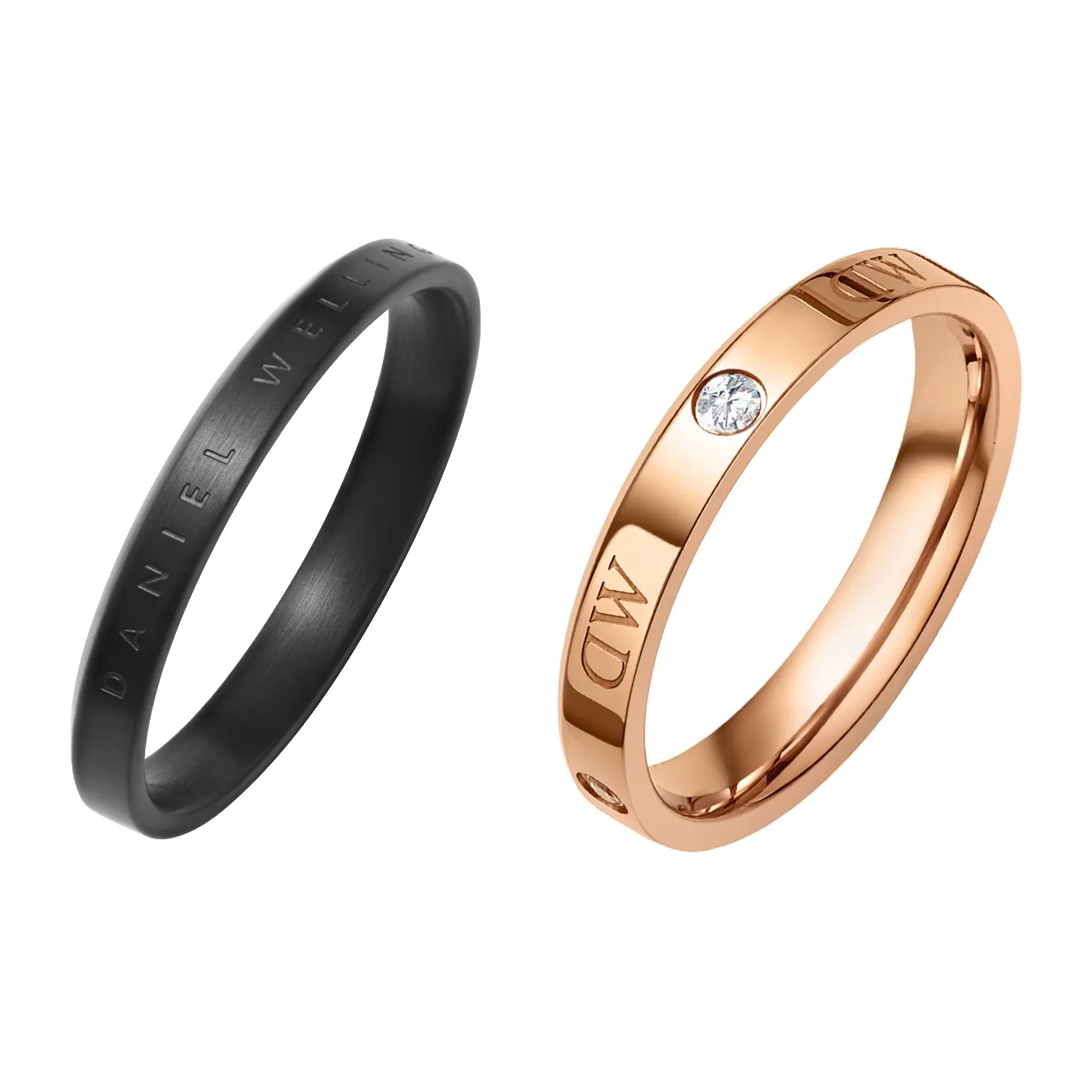 Daniel Wellington Alloy Rings Unisex Rose Gold & Matte Black