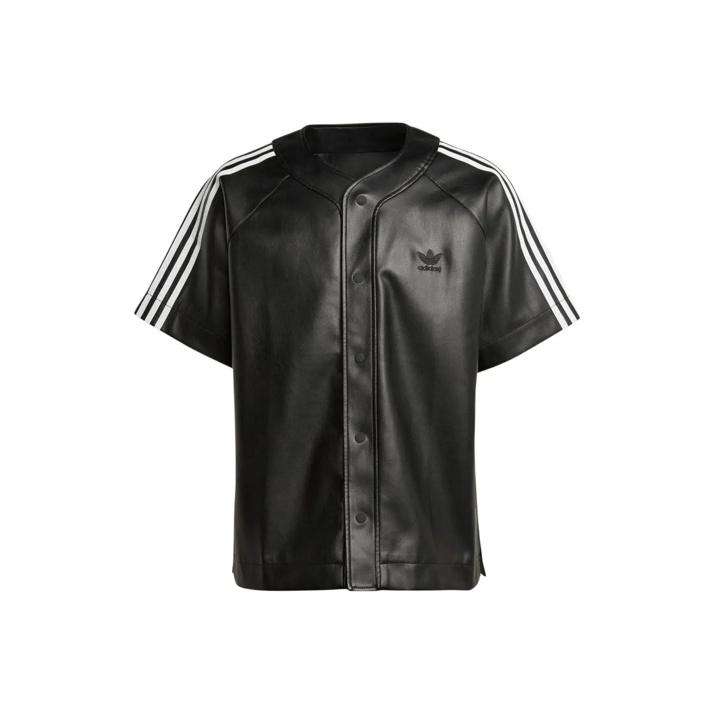 adidas originals Faux Leather Adicolor 3 Stripes Baseball Shirt Black