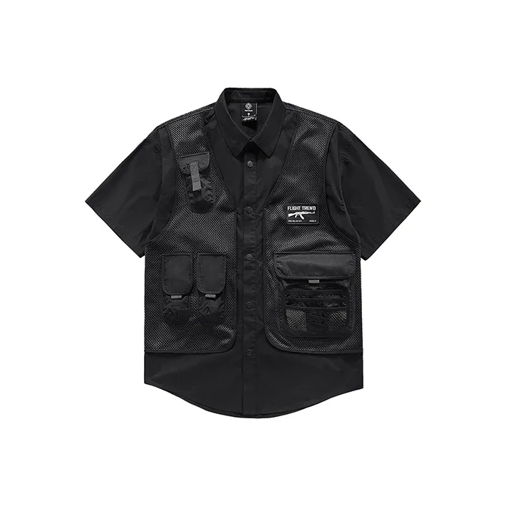 VIP SS22 Solid Color Mock Two Piece Shirt Summer Unisex Black