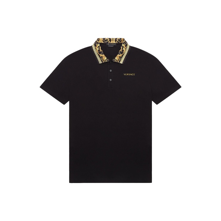 Logo Couture Polo Shirt Black,Print | VERSACE