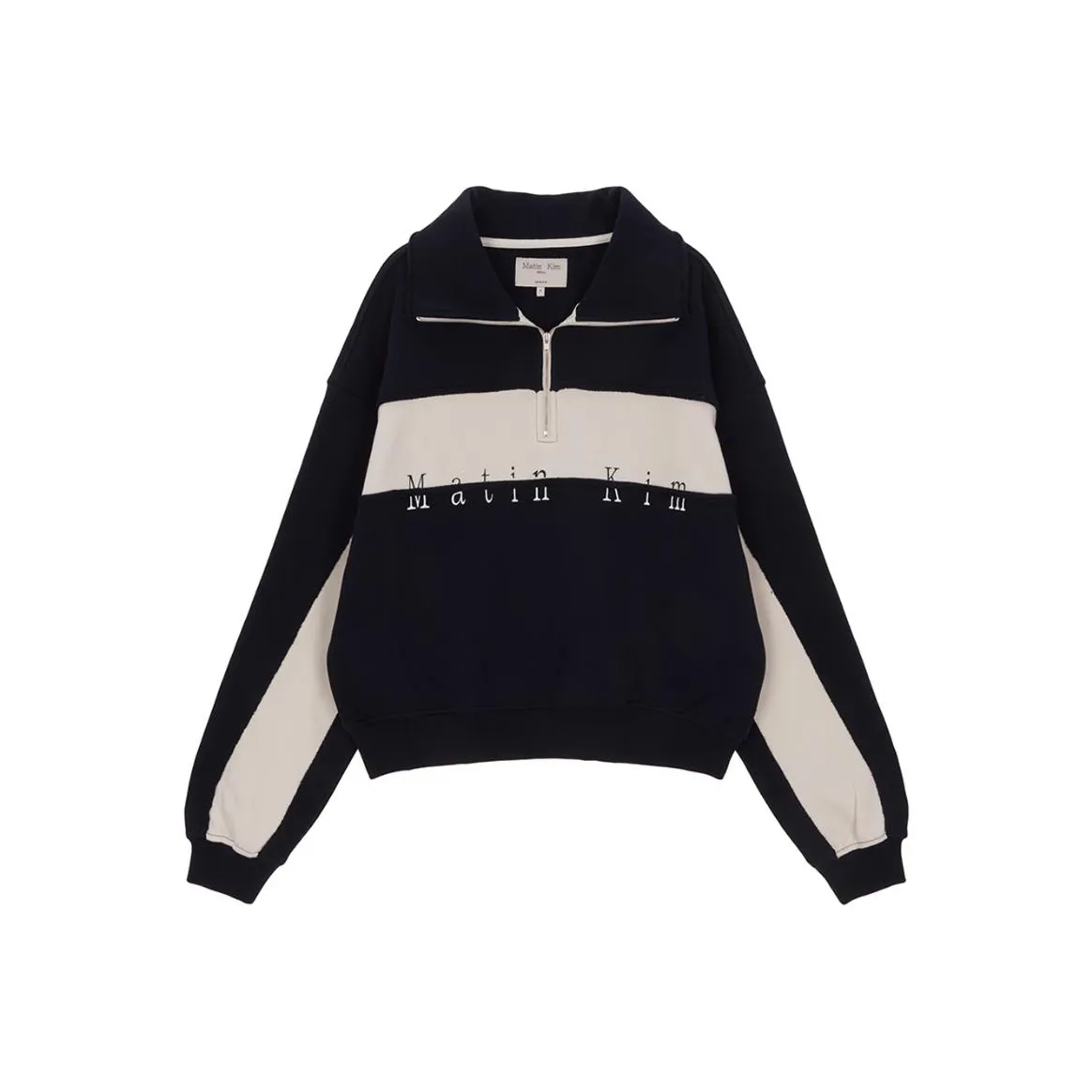 MATIN KIM Cutted Логотип Полузастежка Свитшот В Темно-синем Свитшот Унисекс Синий