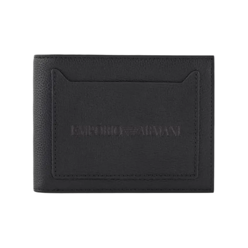 EMPORIO ARMANI Cow Leather Wallet Men's Black