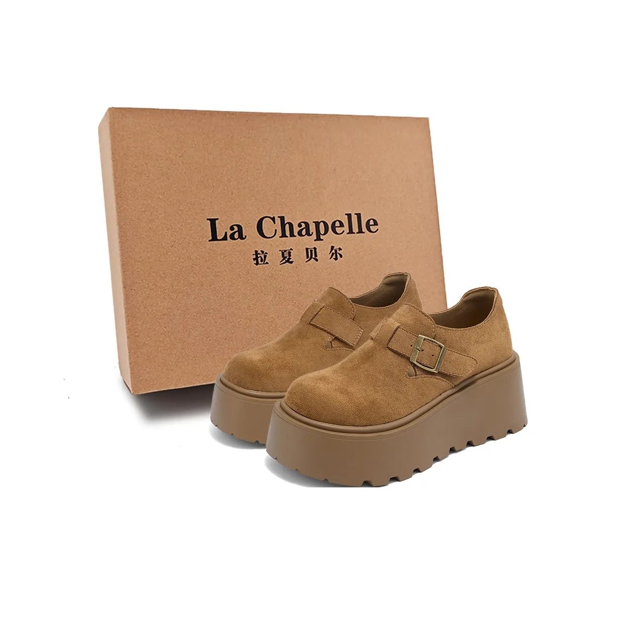La Chapelle Японский Коммутирование Студенты Вечеринка 5cm Платформа визуально увеличивает рост Обувь Birkenstock Кэжуал Женские CAMEL