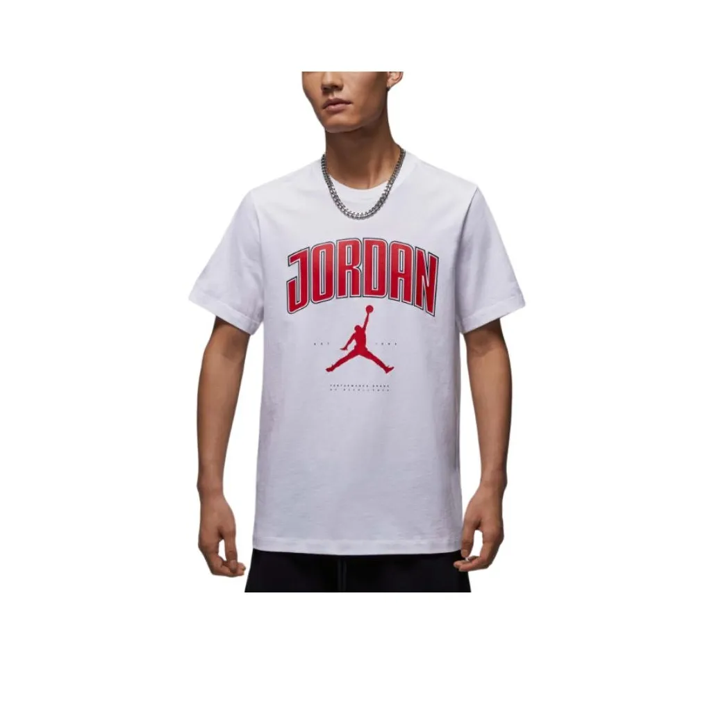 Джордан T Рубашка Мужская Белая Фитнес Красная Фитнес Красная