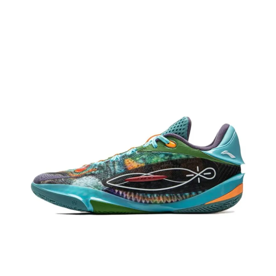LiNing Wade 808 5 ULTRA Cushioning Slip Resistant Low Top Basketball bajo Shoes Men's Blue Green Purple