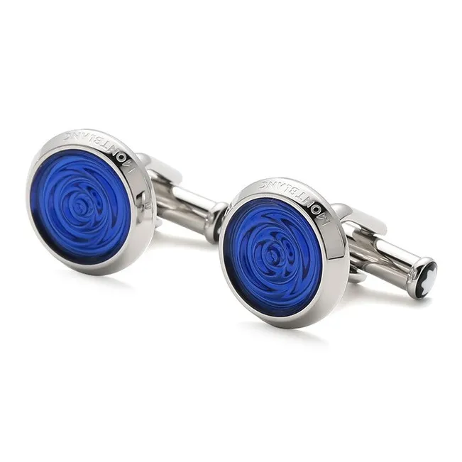 MONTBLANC Стальной Запонки Мужской Серебристо-Синий