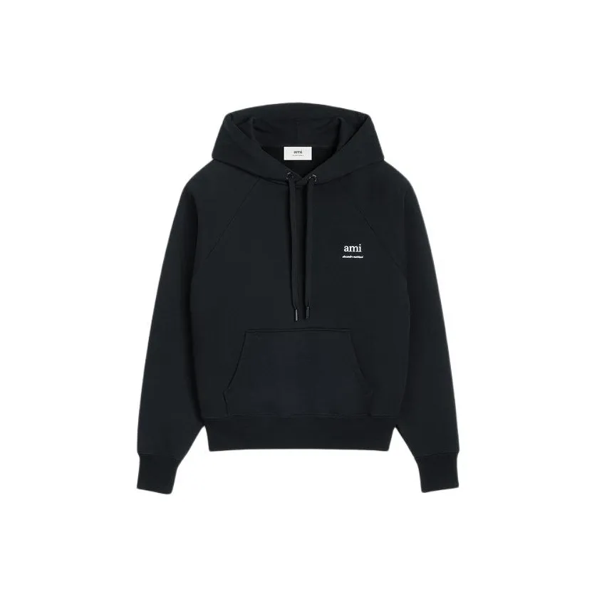 Ami Paris Logo Printed Drawstring Hoodie