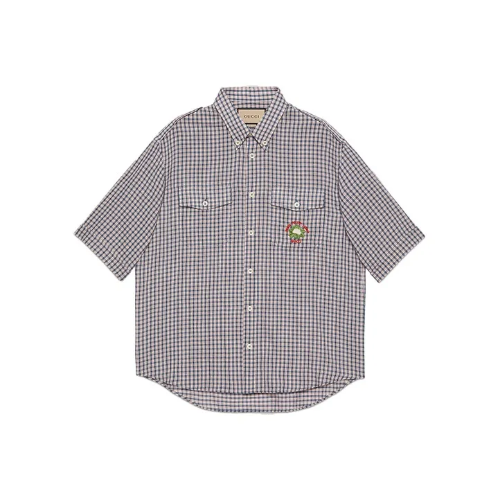 GUCCI Мужские рубашки синего и красного цвета