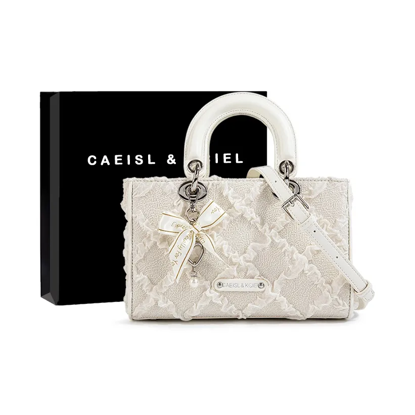 CAEISL KCIEL Сумка из синтетической кожи белый с узором в виде ромба для женщин